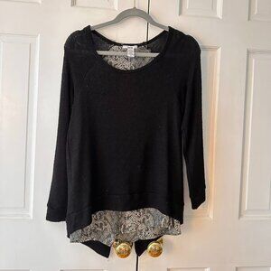 Bar III Black Sweater with Snakeskin Open Back - Size Small